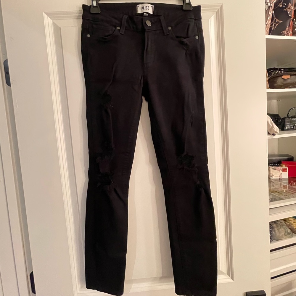 Black Paige low rise denim. Woman’s size 26